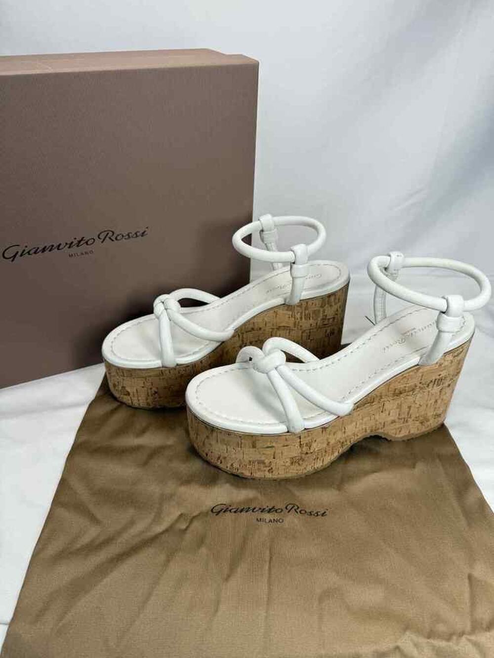 Gianvito Rossi Alma Knotted Leather US Size 10 Platform Sandal SPB-TS 353027